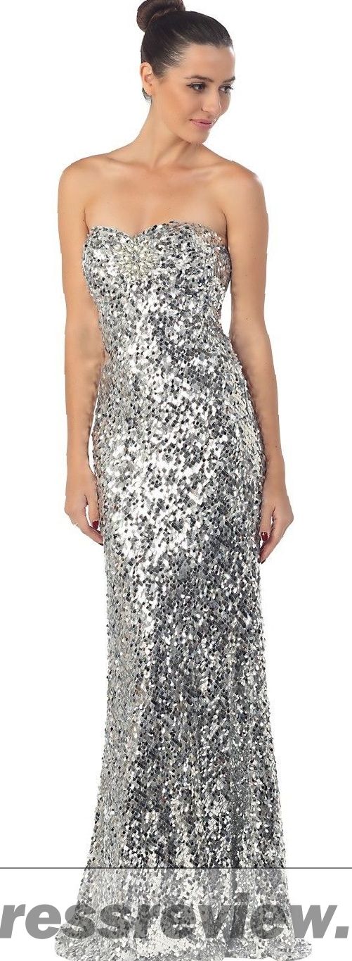 Long Silver Glitter Dress & 25+ Images 2017-2018