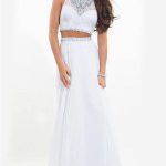white lace long sleeve prom dress