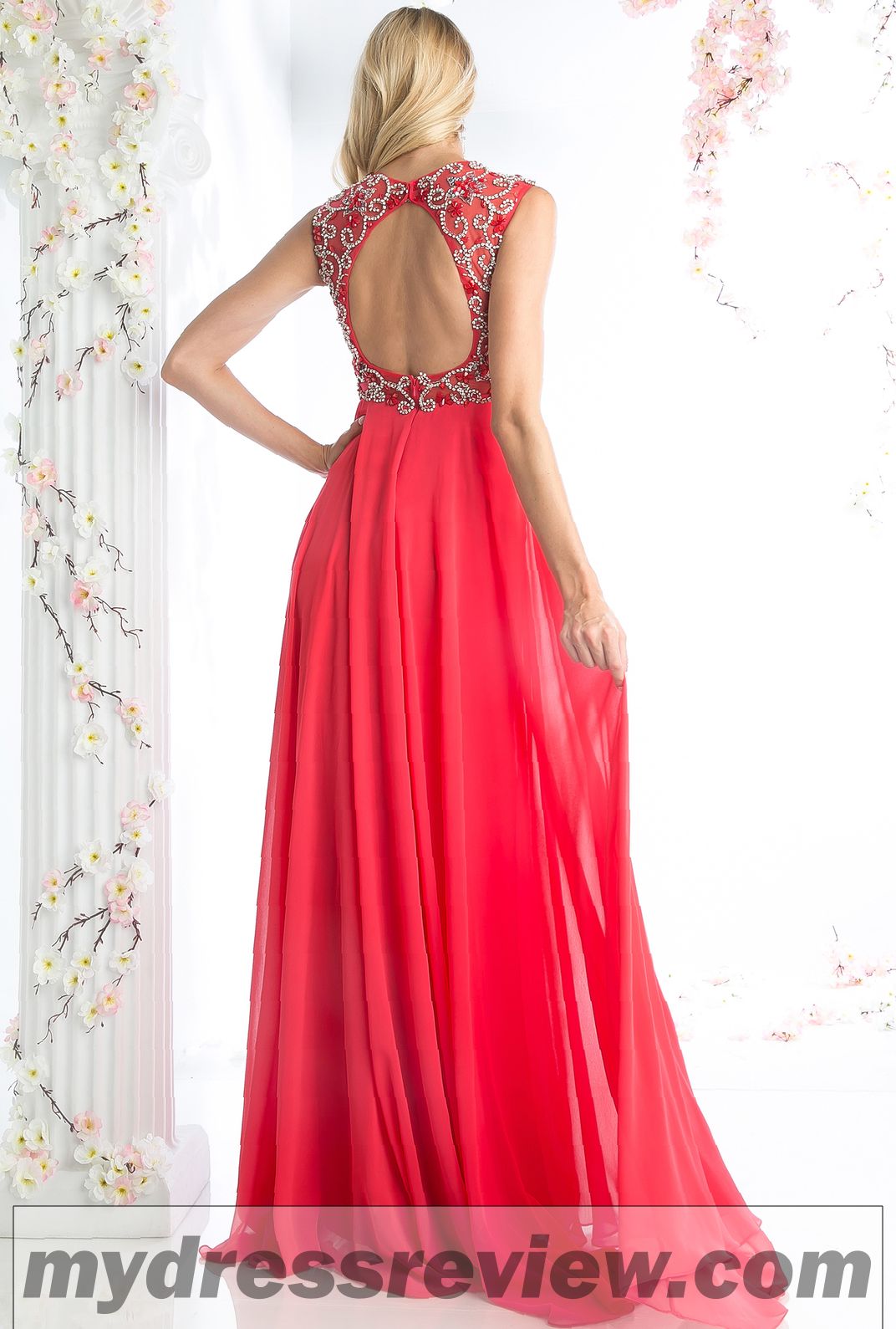 Sleeveless Floor Length Dress With Sequin Embellished Bodice - Review Clothing Brand