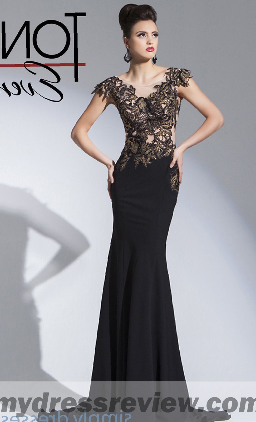 Black Prom Dress With Gold & 2017-2018