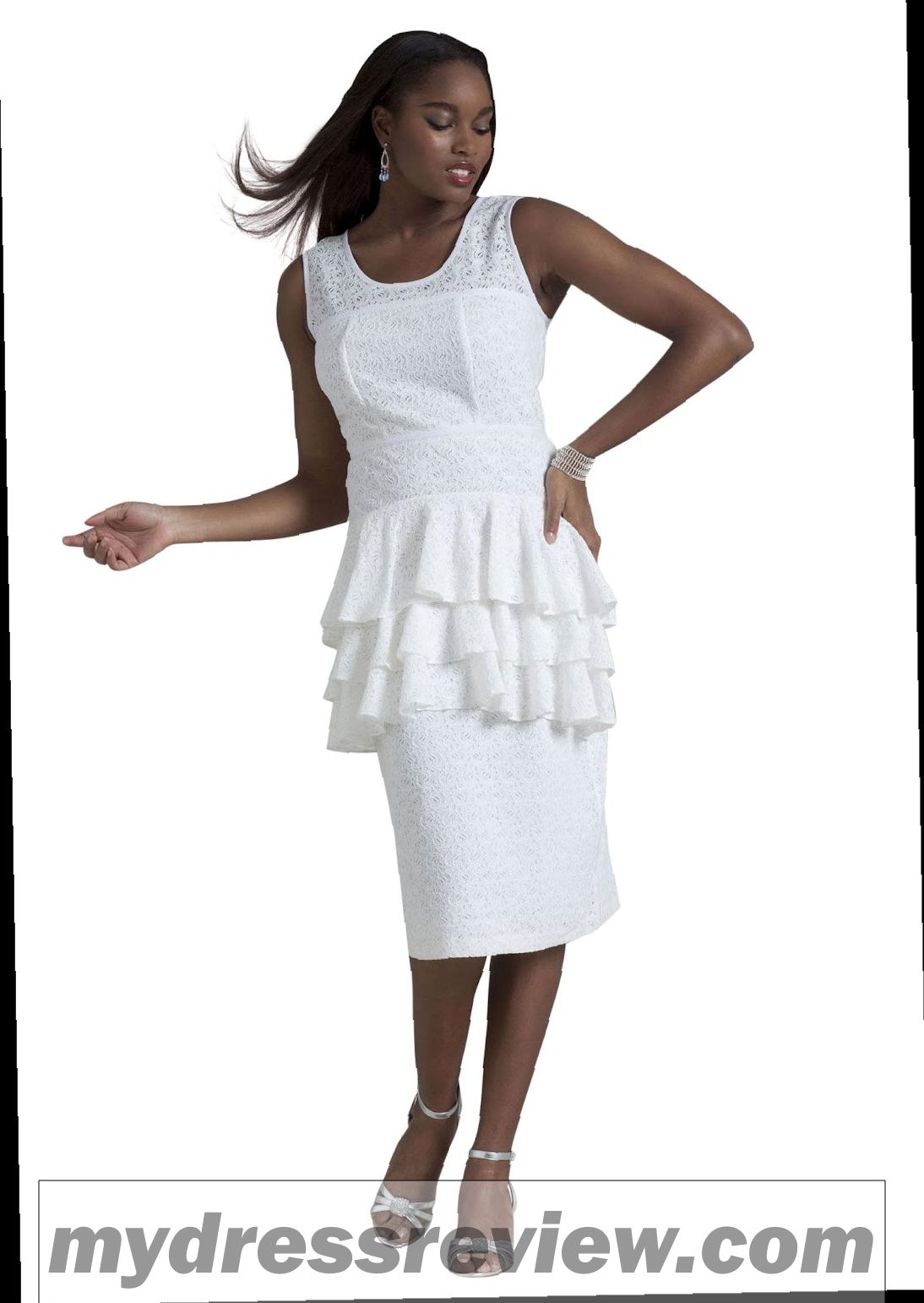 White Peplum Plus Size Dress : Fashion Show Collection